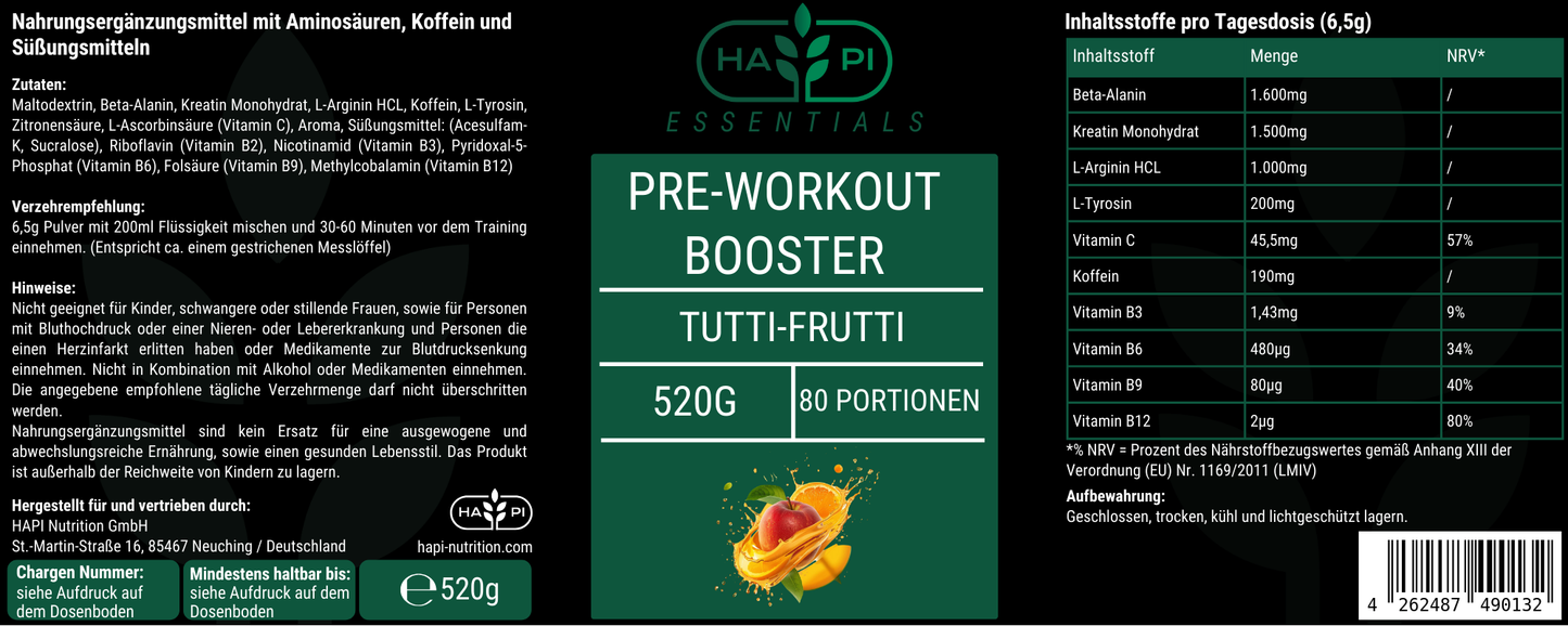 Pre-Workout Booster Tutti Frutti
