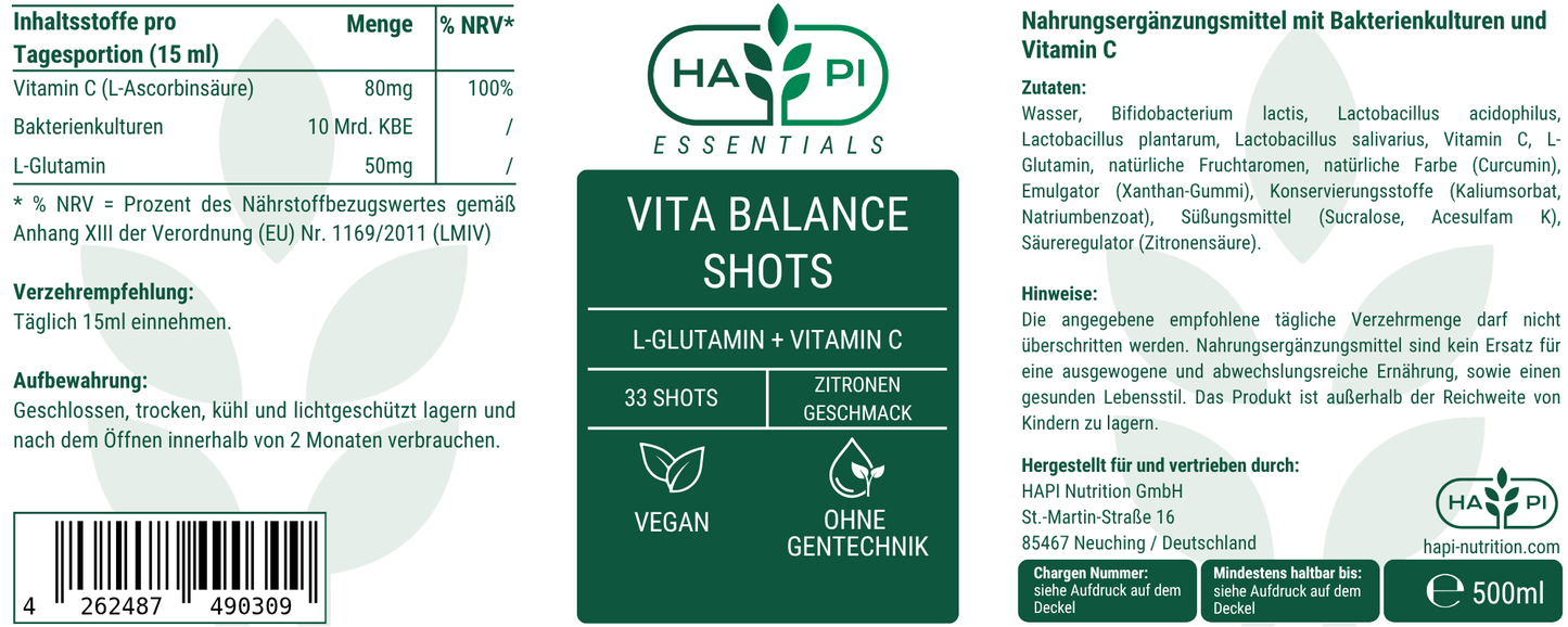 Vita Balance Shots (Zitrone) - 500ml