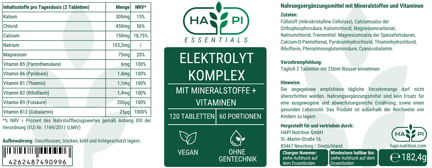 Elektrolyt Komplex - 120 vegane Tabletten