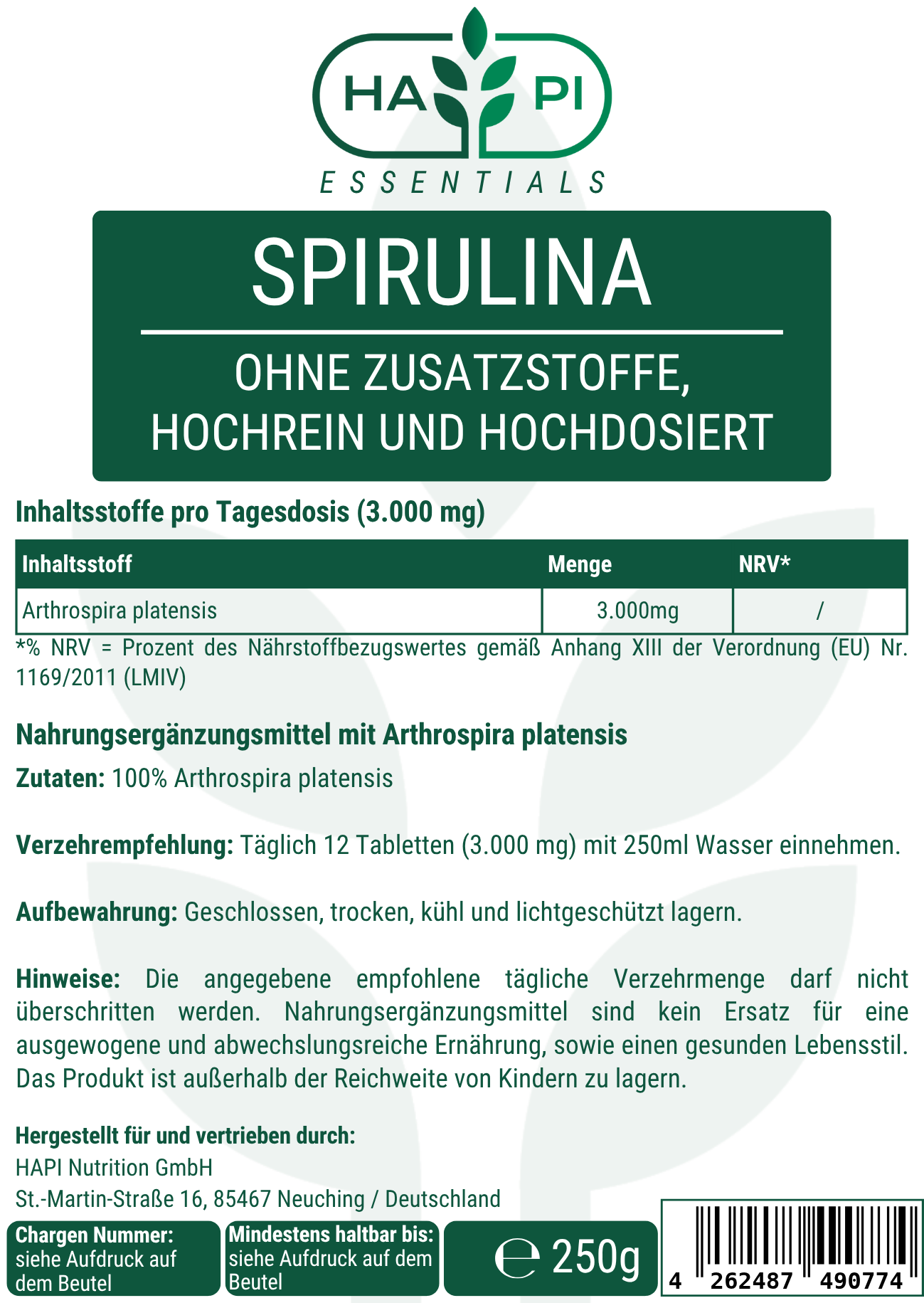 Spirulina - 1.000 Tabletten