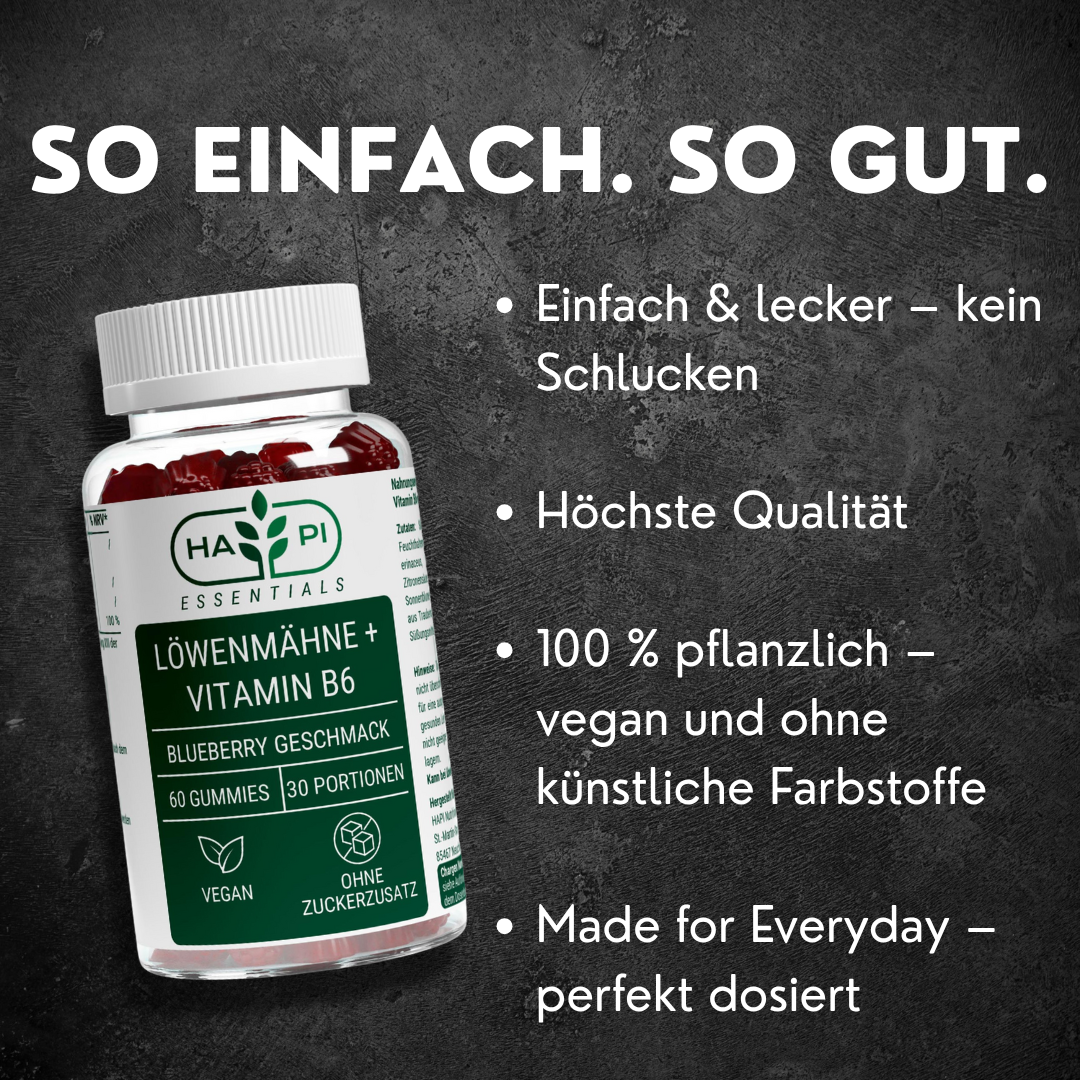 Löwenmähne + Vitamin B6 Gummies