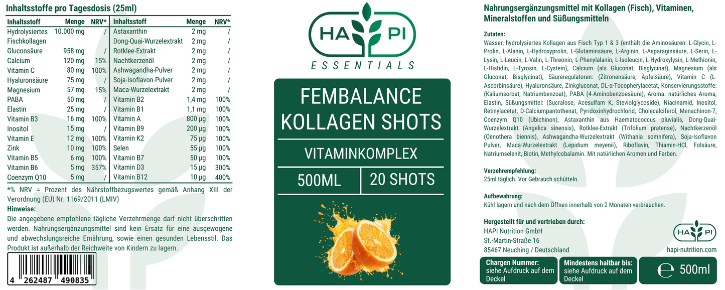 FemBalance Kollagen Shots - 500ml