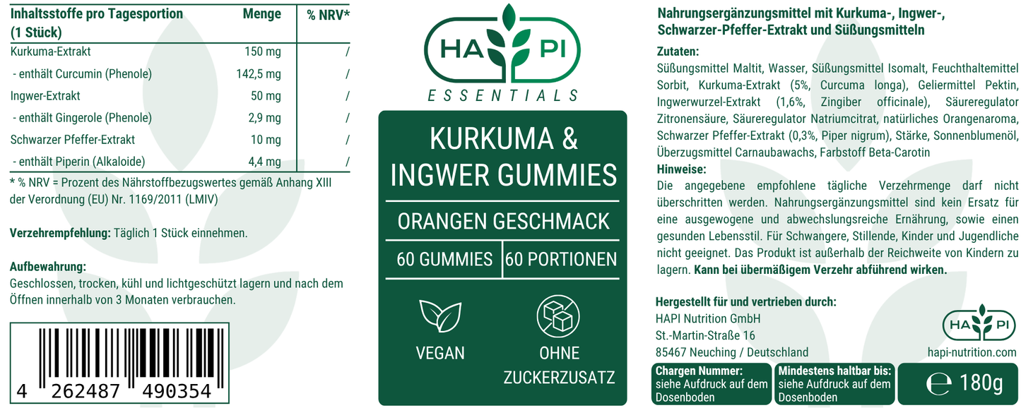 Kurkuma + Ingwer + Schwarzer Pfeffer Gummies