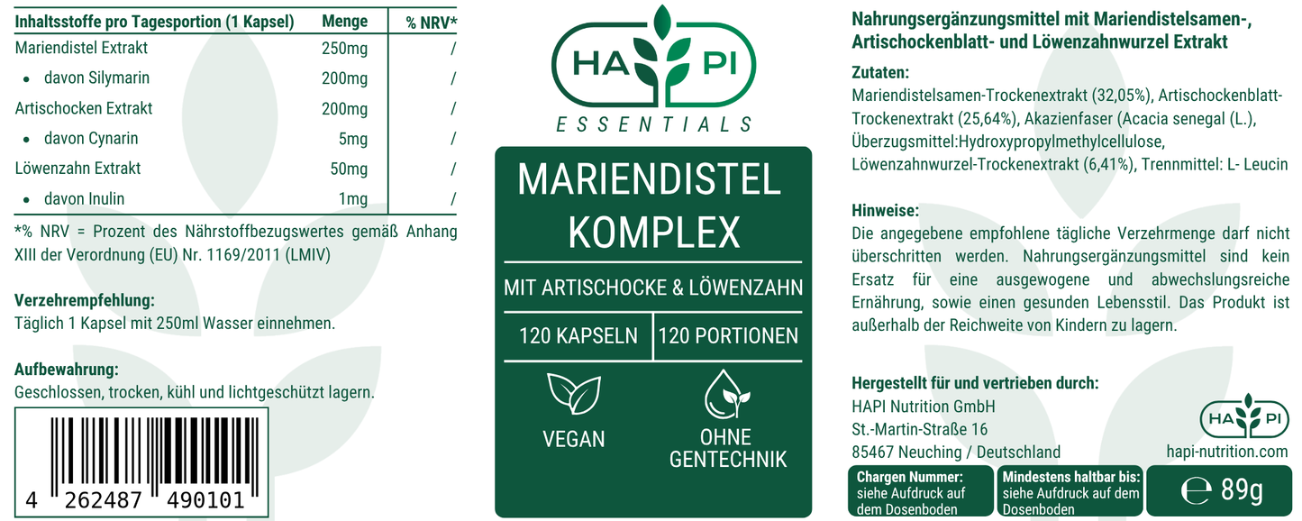 Mariendistel Artischocke Löwenzahn Komplex (Sonderpreis MHD 11/25)