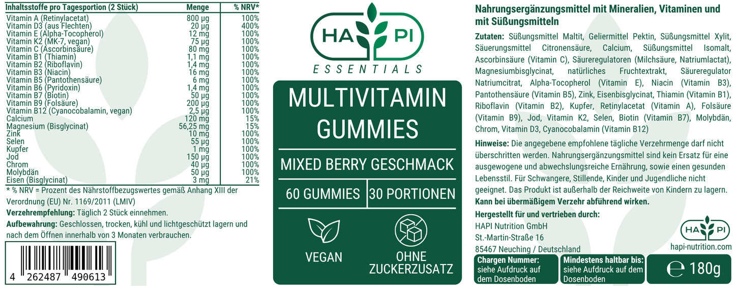 Premium Multivitamin + Mineral Gummies