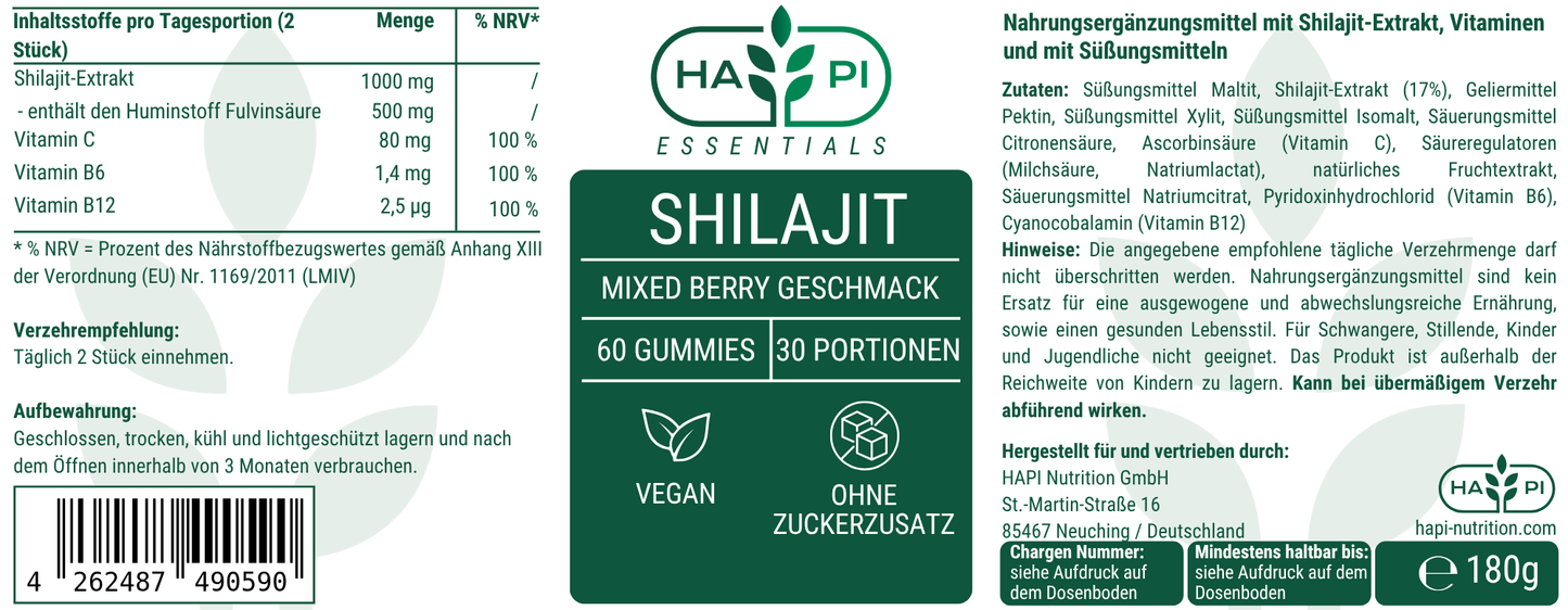 Shilajit Gummies 1000 + Vitamin C, B6, B12