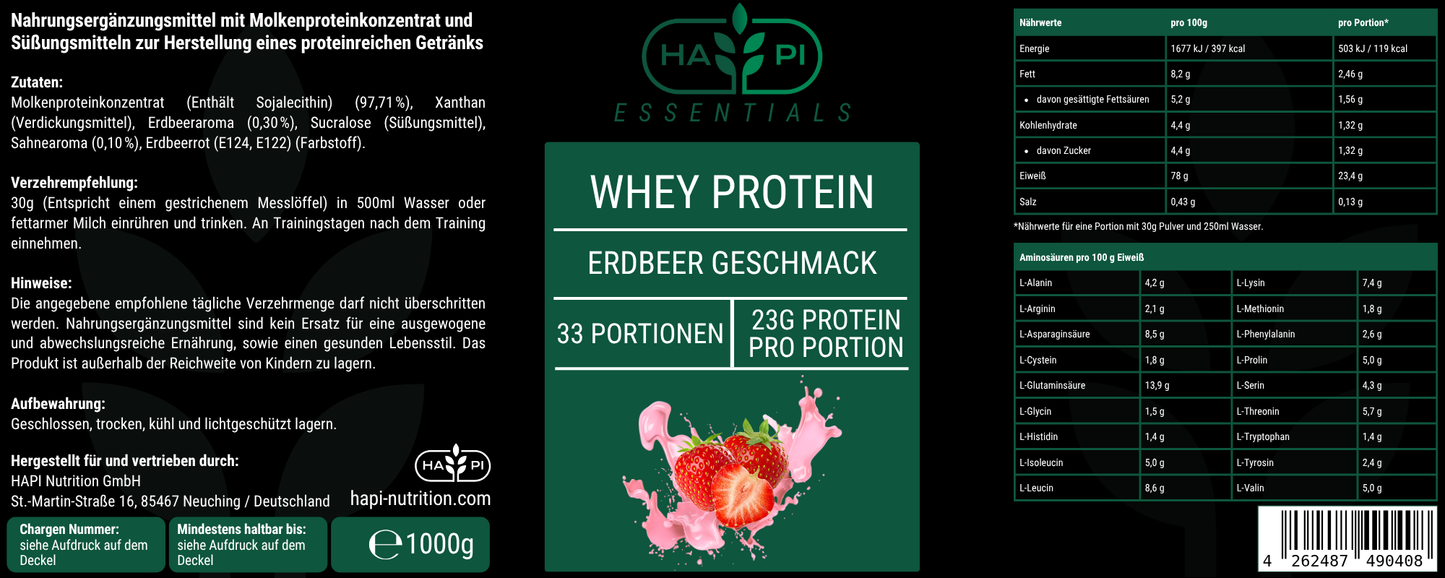 Premium Whey Protein Erdbeere - 1.000g