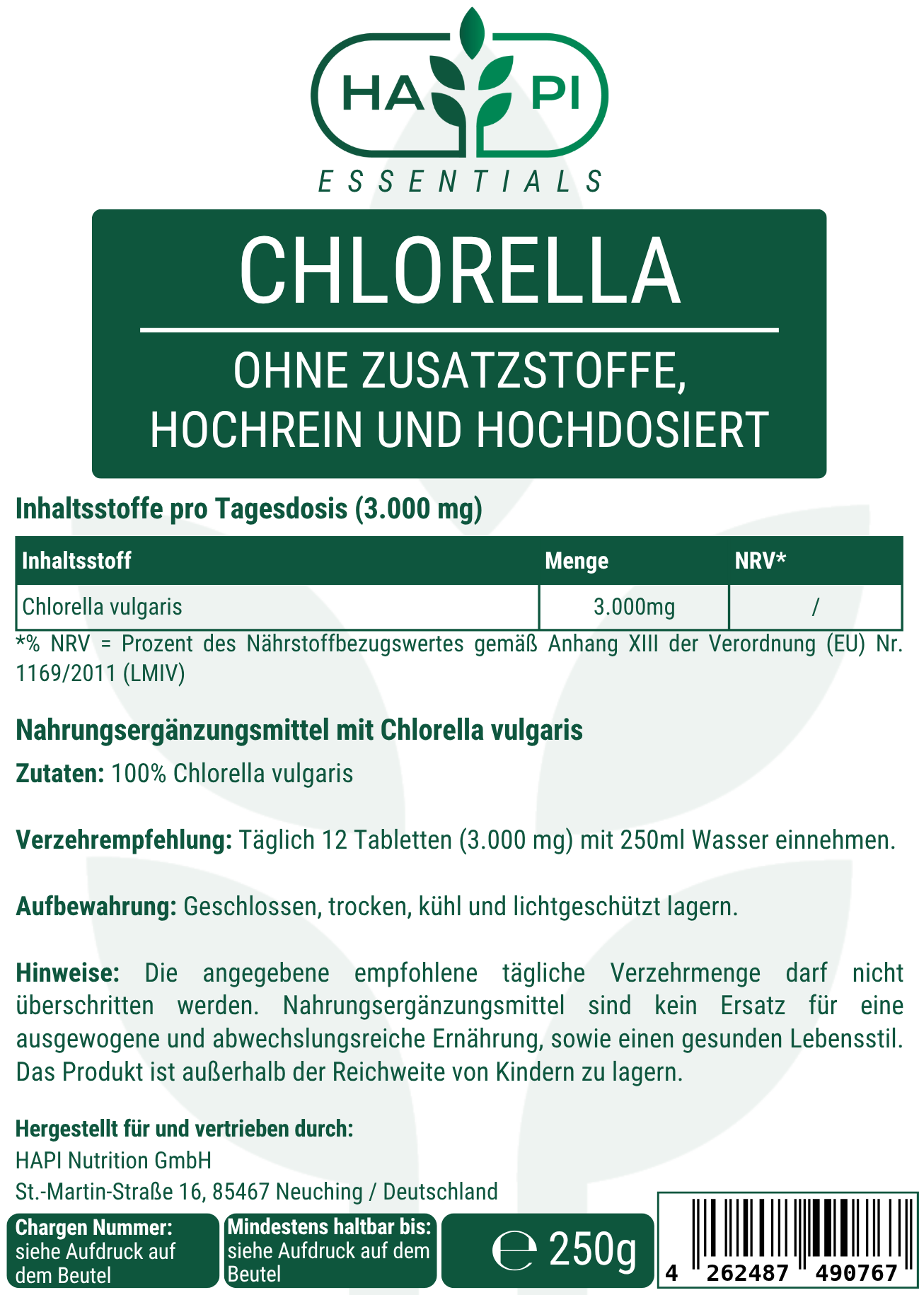 Chlorella - 1.000 Tabletten